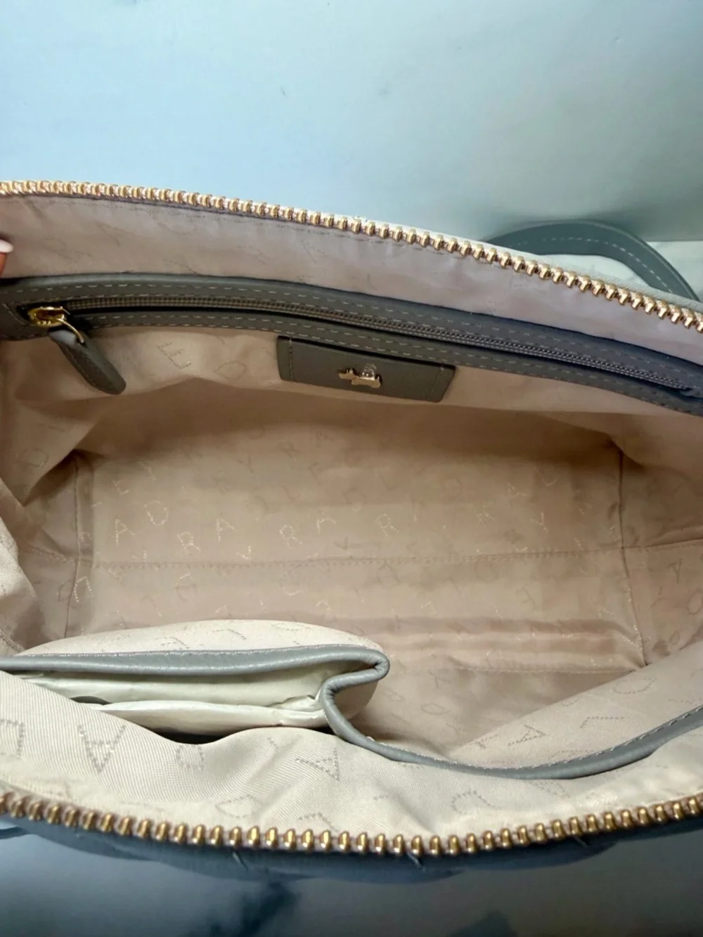 NEW Radley London Quilted Crossbody Bag Gray Herringbone Leather Dog Charm